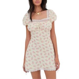 For love and lemons pink and white floral babydoll dress